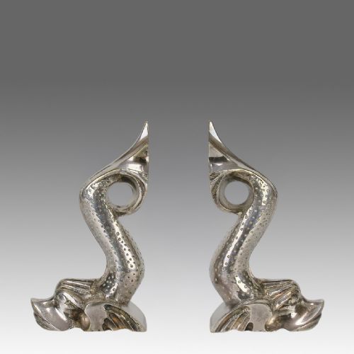 Early 20h Century Silvered "Fish Bookends" by F Abella & Sons