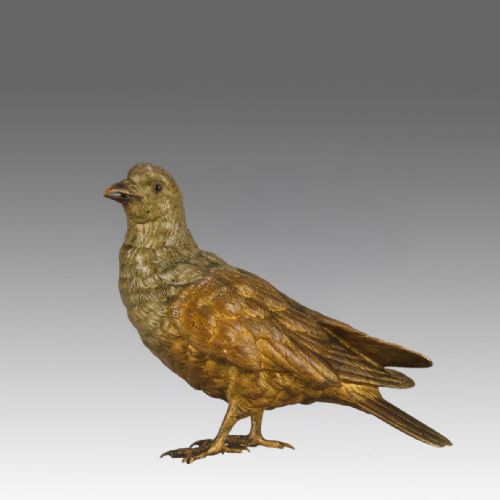 Early 20th Century Cold-painted Bronze Study "Golden Pigeon" by Franz Bergman