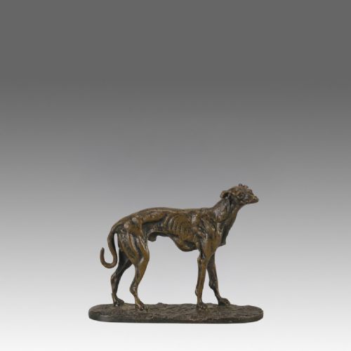 Mid 19th Century French Animalier Bronze "Greyhound" by P J Mêne