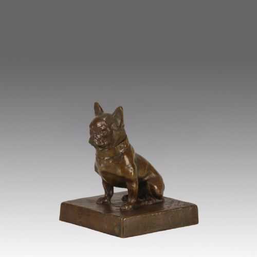 
Early 20th Century Bronze Study entitled "Seated French Bulldog" by Dora Heber