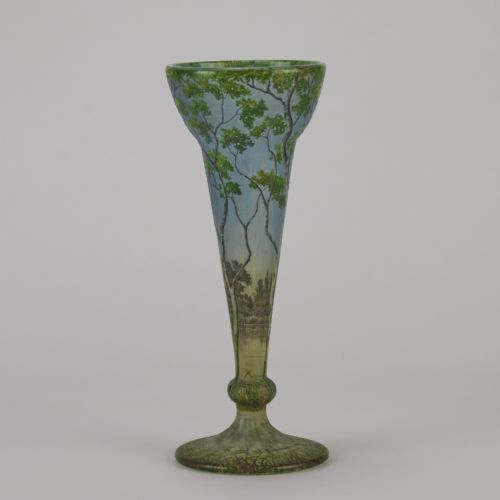 EARLY 20TH CENTURY CAMEO GLASS PAYSAGE VASE BY DAUM FRRES - ADDITIONAL PHOTO 7