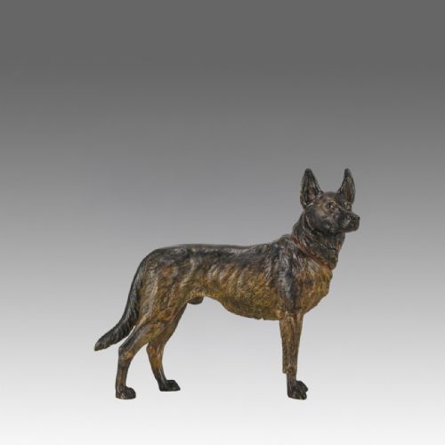Early 20th Century Cold-painted Entitled 'Alsatian' by Franz Bergman