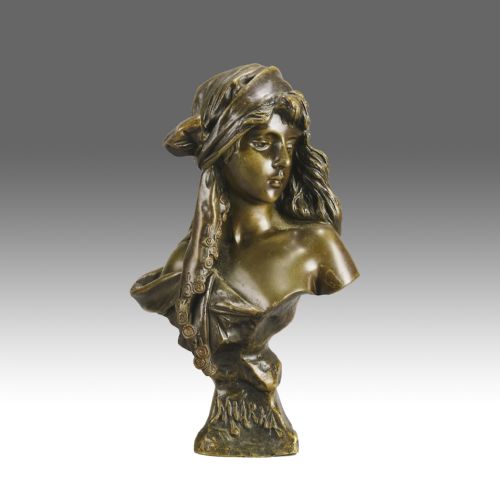 Late 19th Century Art Nouveau Bronze Bust "Miarka" by Emmanuel Villanis