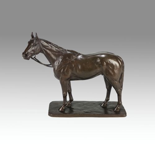 EARLY 20TH CENTURY JAPANESE BRONZE SCULPTURE STANDING HORSE BY KUNIO IT