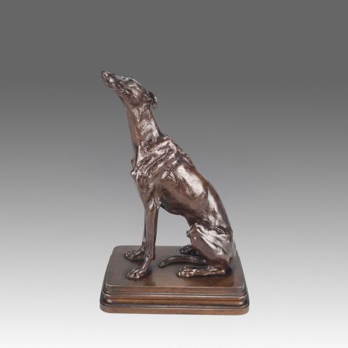 late 19th century animalier bronze entitled lvrier assis by alfred dubucand - CATEGORY: ANTIQUE SCULPTURES - DATED 1880