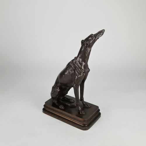 LATE 19TH CENTURY ANIMALIER BRONZE ENTITLED LVRIER ASSIS BY ALFRED DUBUCAND - ADDITIONAL PHOTO 5