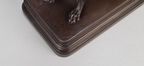 LATE 19TH CENTURY ANIMALIER BRONZE ENTITLED LVRIER ASSIS BY ALFRED DUBUCAND - ADDITIONAL PHOTO 14