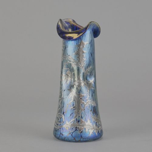 EARLY 20TH CENTUR AUSTRIAN BLUE PAPILLON SILVERED VASE II BY LOETZ WITWEY - ADDITIONAL PHOTO 2