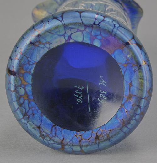 EARLY 20TH CENTUR AUSTRIAN BLUE PAPILLON SILVERED VASE II BY LOETZ WITWEY - ADDITIONAL PHOTO 7
