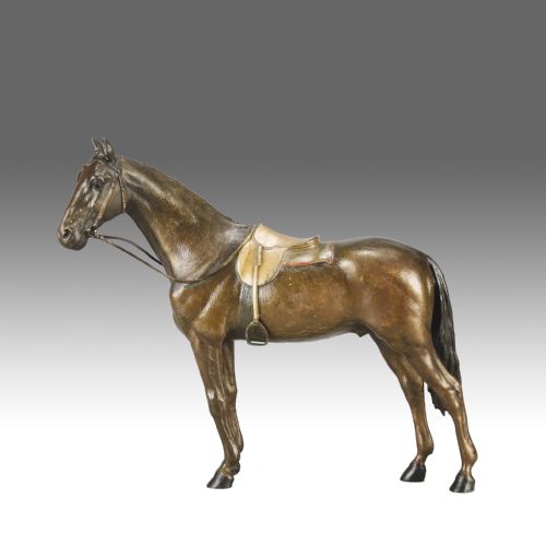 early 20th century coldpainted austrian bronze saddled horse by franz bergman - CATEGORY: ANTIQUE SCULPTURES - DATED 1900