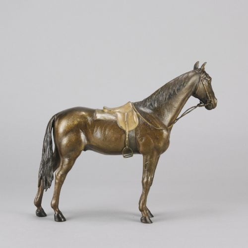 EARLY 20TH CENTURY COLDPAINTED AUSTRIAN BRONZE SADDLED HORSE BY FRANZ BERGMAN - ADDITIONAL PHOTO 5