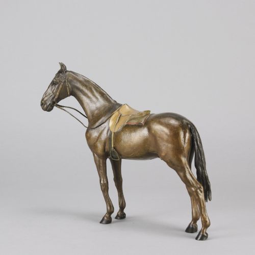 EARLY 20TH CENTURY COLDPAINTED AUSTRIAN BRONZE SADDLED HORSE BY FRANZ BERGMAN - ADDITIONAL PHOTO 8
