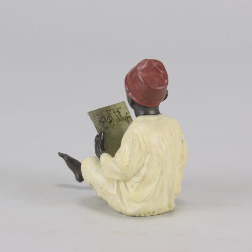 EARLY 20TH CENTURY COLDPAINTED BRONZE ENTITLED BOY READING BY FRANZ BERGMAN - ADDITIONAL PHOTO 5
