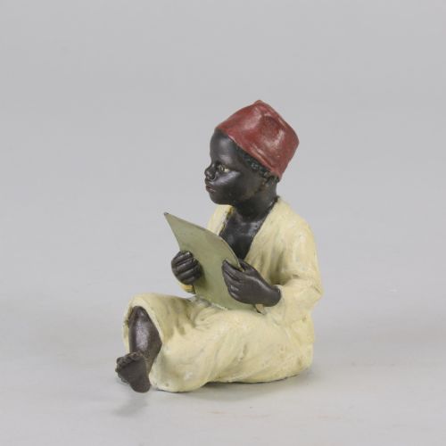 EARLY 20TH CENTURY COLDPAINTED BRONZE ENTITLED BOY READING BY FRANZ BERGMAN - ADDITIONAL PHOTO 7