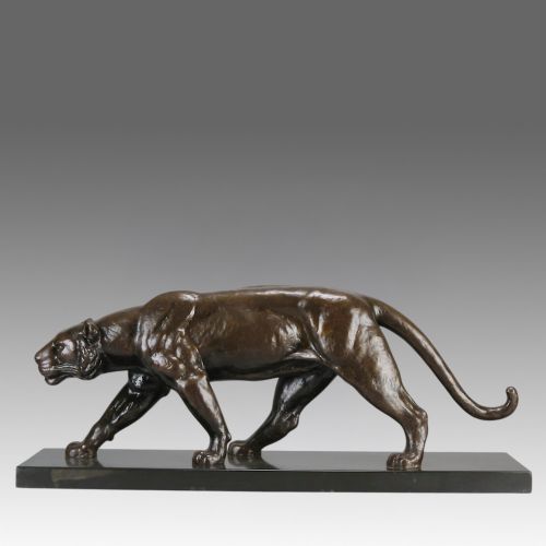 Early 20th Century Art Deco Bronze "Panthère" by Alexandre Ouline