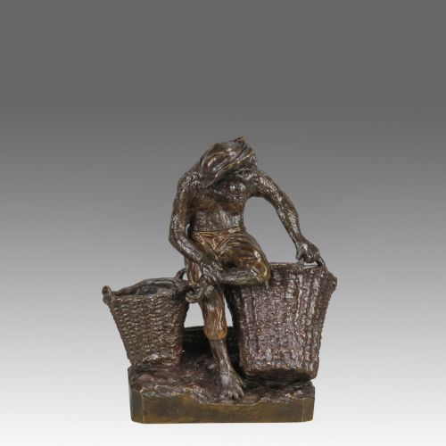 Mid 20th Century Animalier Bronze "Singe Avec Paniers" by Christophe Fratin