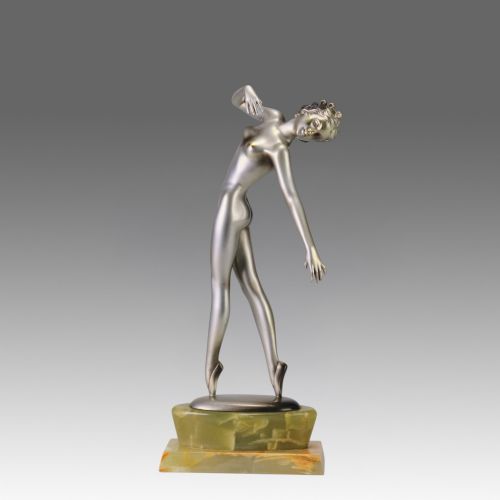 Early 20th Century Cold-Paitned Austrian Bronze "Phoebe" by Josef Lorenzl