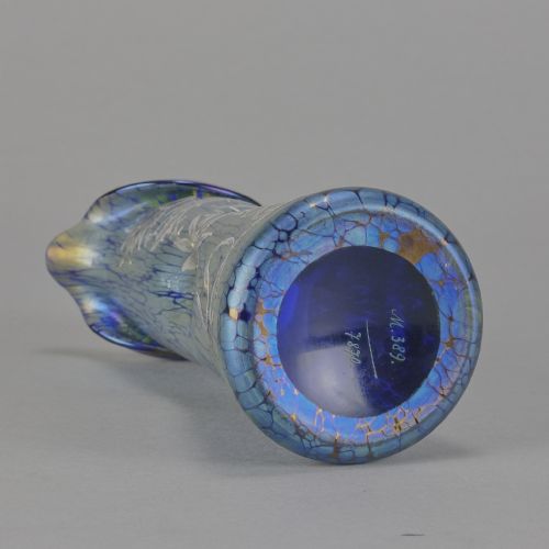 EARLY 20TH CENTURY AUSTRIAN BLUE PAPILLON SILVERED VASE II BY LOETZ WITWE