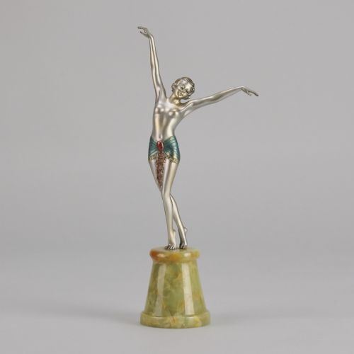 EARLY 20TH CENTURY COLDPAINTED BRONZE EGYPTIAN DANCER BY JOSEF LORENZL - ADDITIONAL PHOTO 1