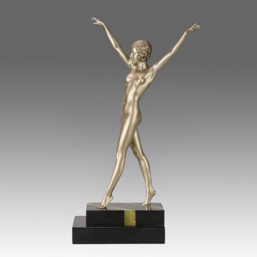 EARLY 20TH CENTURY COLDPAINTED BRONZE ENTITLED TANZERIN BY FERDINAND PREISS