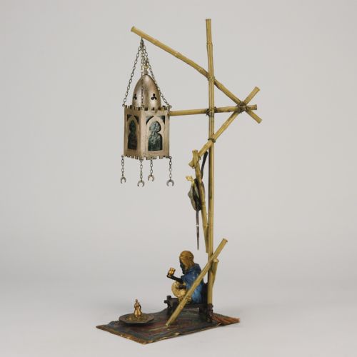 EARLY 20TH CENTURY COLDPAINTED BRONZE SEATED ARAB LAMP BY FRANZ BERGMAN - ADDITIONAL PHOTO 1