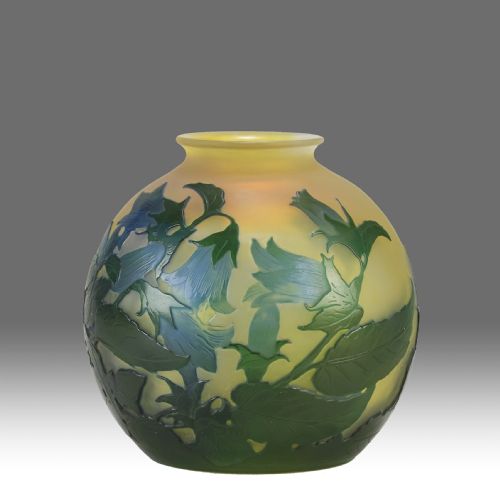 Early 20th Century Cameo Glass "Campanula Vase" by Emile Gallé