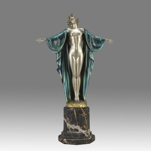 Early 20th Century Cold Painted Bronze "Spring Awakening" by Ferdinand Preiss