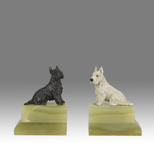 Early 20th Century Vienna Bronze "Terrier Bookends" Circa: 1900