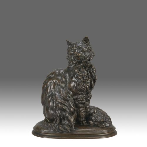 Mid 19th Century Animalier Bronze Entitled "Chat Et Chaton" by Ferdinand Pautrot