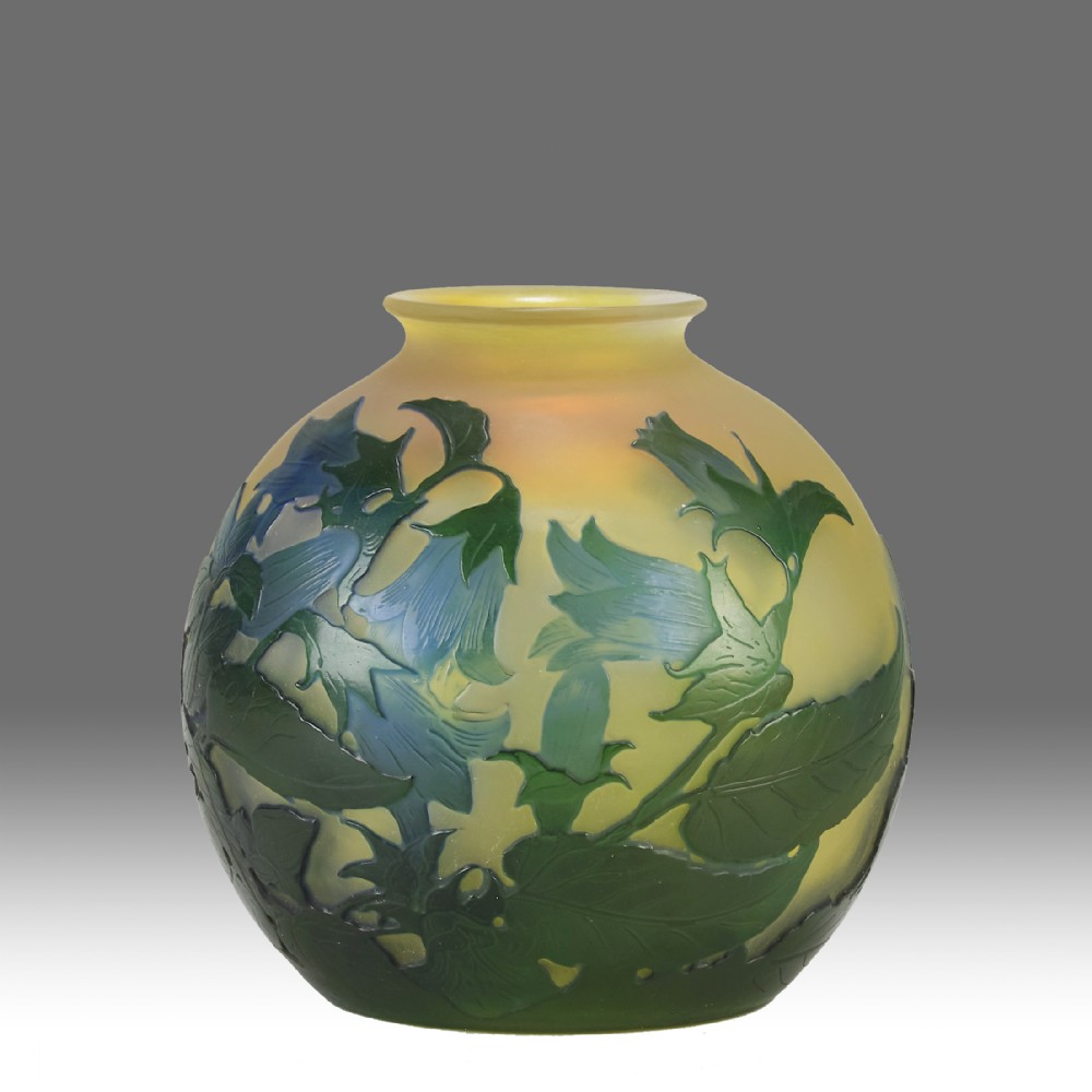 Early 20th Century Cameo Glass "Campanula Vase" by Emile Gallé