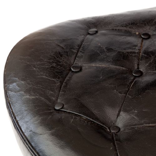 HEAVILY CARVED WALNUT LIBRARY CHAIR WITH ORIGINAL LEATHER COVERING - ADDITIONAL PHOTO 4