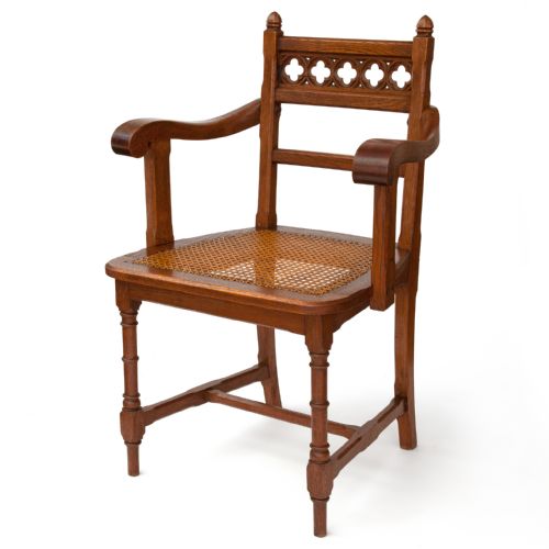 POLISHED OAK PUGINESQUE GOTHIC REVIVAL DESK CHAIR - ADDITIONAL PHOTO 2
