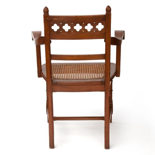 POLISHED OAK PUGINESQUE GOTHIC REVIVAL DESK CHAIR - ADDITIONAL PHOTO 4