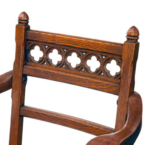 POLISHED OAK PUGINESQUE GOTHIC REVIVAL DESK CHAIR - ADDITIONAL PHOTO 5