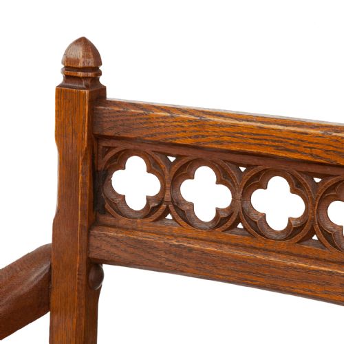 POLISHED OAK PUGINESQUE GOTHIC REVIVAL DESK CHAIR - ADDITIONAL PHOTO 6