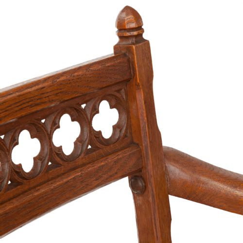 POLISHED OAK PUGINESQUE GOTHIC REVIVAL DESK CHAIR - ADDITIONAL PHOTO 8