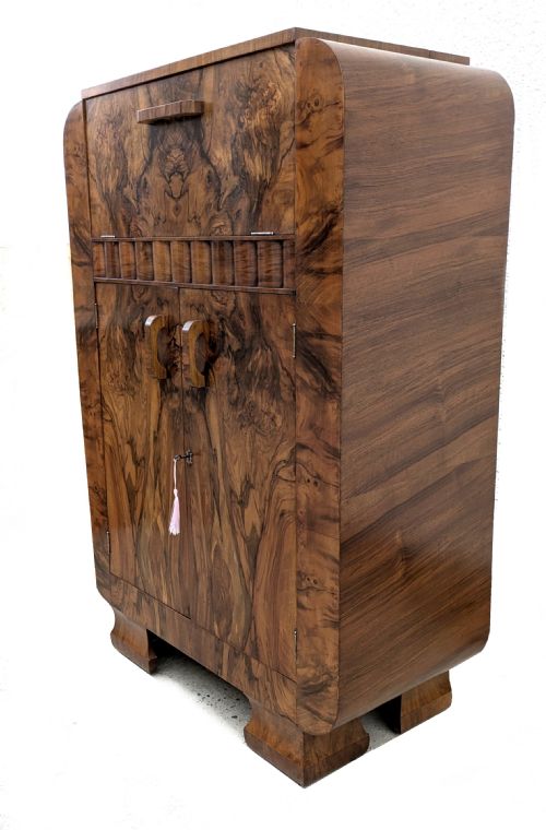 fig 1. Art Deco Figured Walnut Cocktail cabinet , c1930