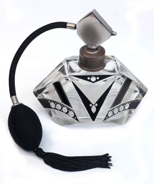 ART DECO LARGE ATOMIZER LADIES PERFUME GLASS BOTTLE BY KARL PALDA C 1930'S - ADDITIONAL PHOTO 4