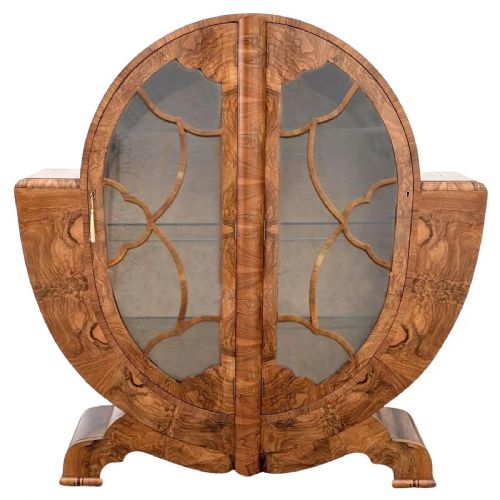 Art Deco Spectacular Display Cabinet in Walnut, English, C1930s