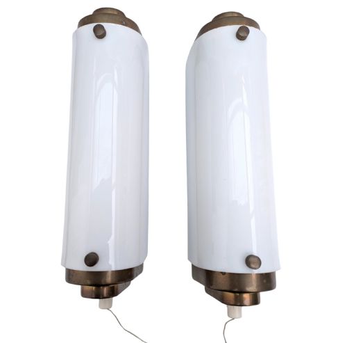 Art Deco Solid Brass & Acrylic Cinema Wall Lights