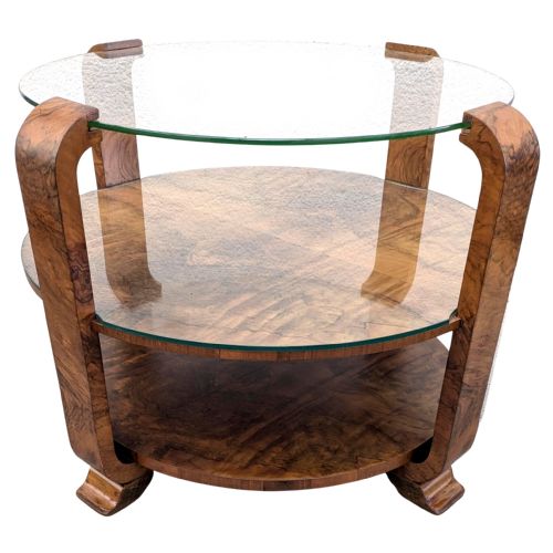 Art Deco Walnut & Glass Occasional Coffee Table, English, C1930