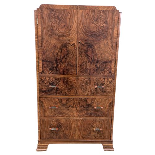 Art Deco Stylish Figured Walnut Tallboy, C1930