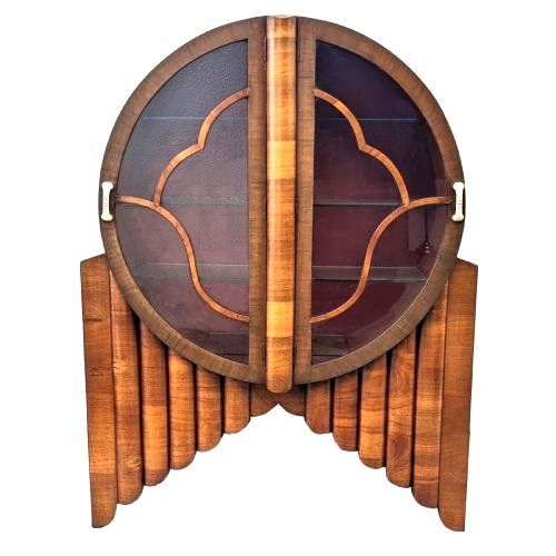 Art Deco Walnut Rocket Display Cabinet, C1930