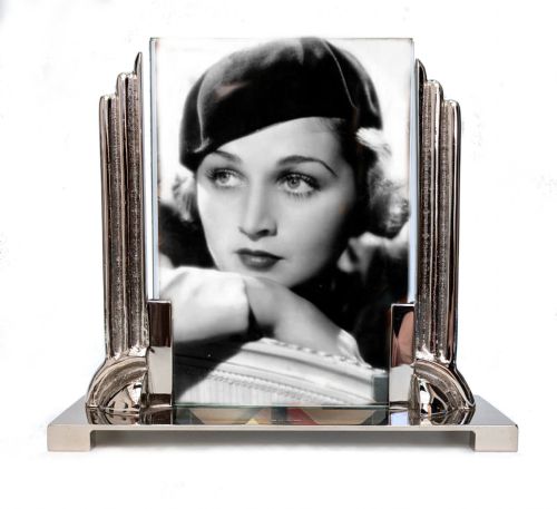 Art Deco Odeon Nickle Silver Free Standing Picture Frame, C1930