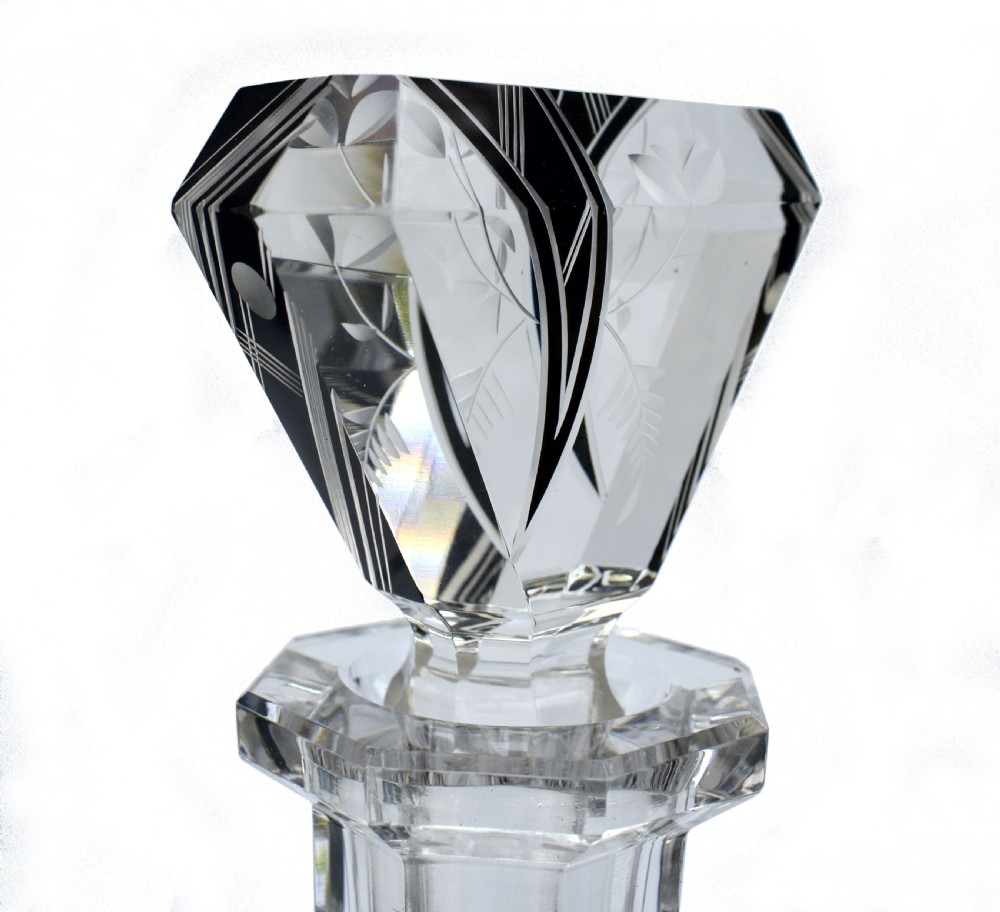 Art Deco 7 Piece Glass Decanter set, By Karl Palda, Czech, c1930 View V