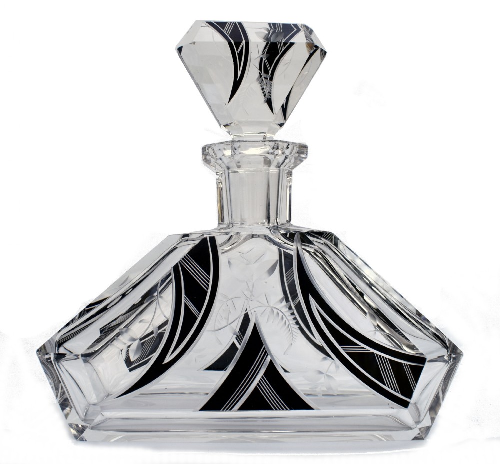 Art Deco 7 Piece Glass Decanter set, By Karl Palda, Czech, c1930 View VII