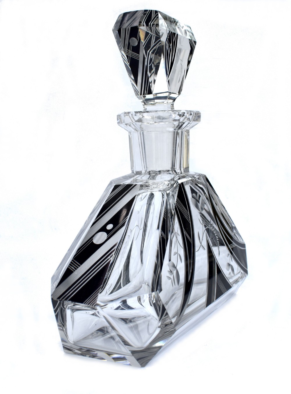 Art Deco 7 Piece Glass Decanter set, By Karl Palda, Czech, c1930 View VIII