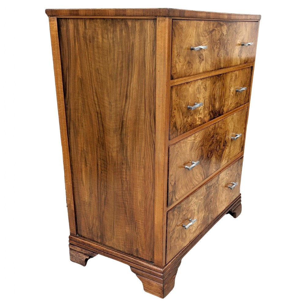 Art Deco Burr Walnut Chest Of Four Drawers, c1930's View VIII