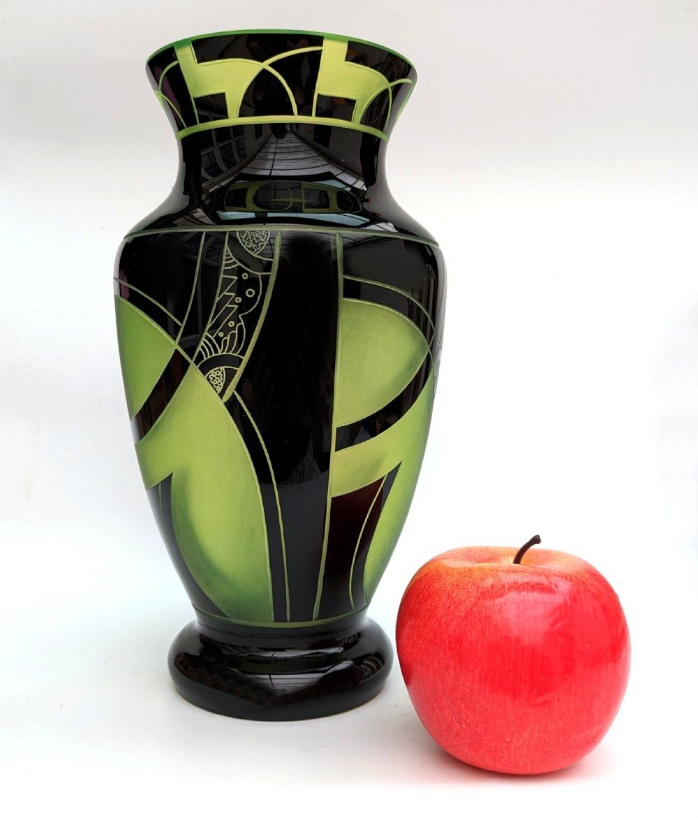 Art Deco Large Czech Glass Vase By Karl Palda, c1930 View II