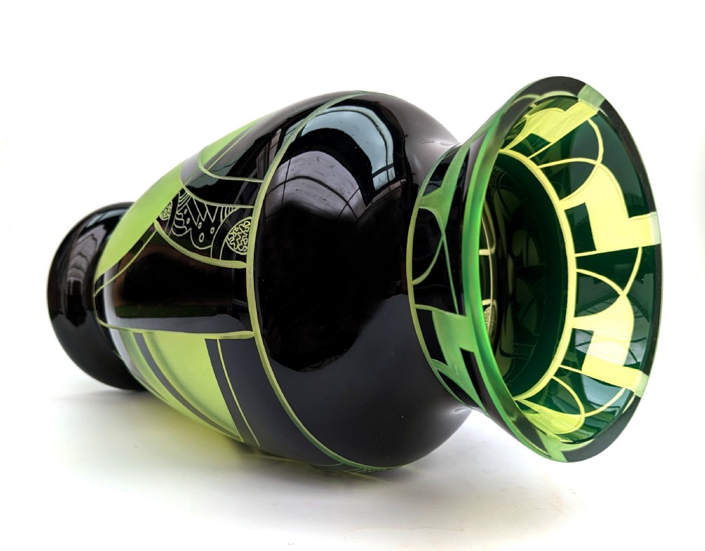 Art Deco Large Czech Glass Vase By Karl Palda, c1930 View VI
